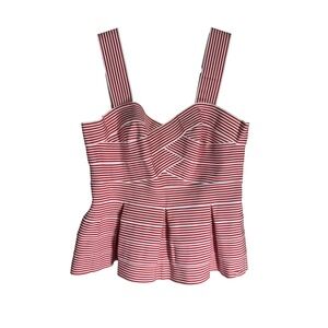 HD in Paris Anthropologie Red White Striped Peplum Bandage Top OB401012 Mens M